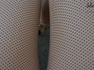 Julie Skyhigh, Pantyhose, Stockings, Leggings - Beige leather pant busstop with beige heels MPEG4 [foot fetish]-8