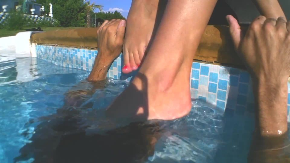 Pool Teens Foot Domination Fun