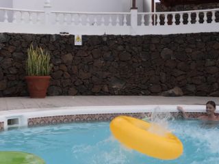 Amelia And Paige Frolicking In And Around The Pool With There Toys-7