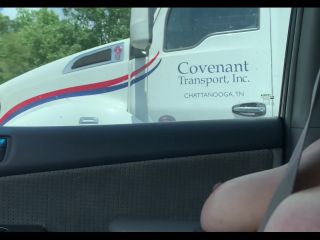 Hairy wife flashing truck drivers Public!-5