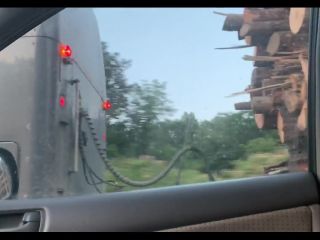 Hairy wife flashing truck drivers Public!-9