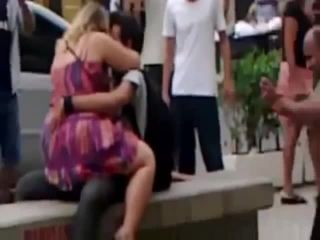 Crazy girl can't restrain herself on  street-7