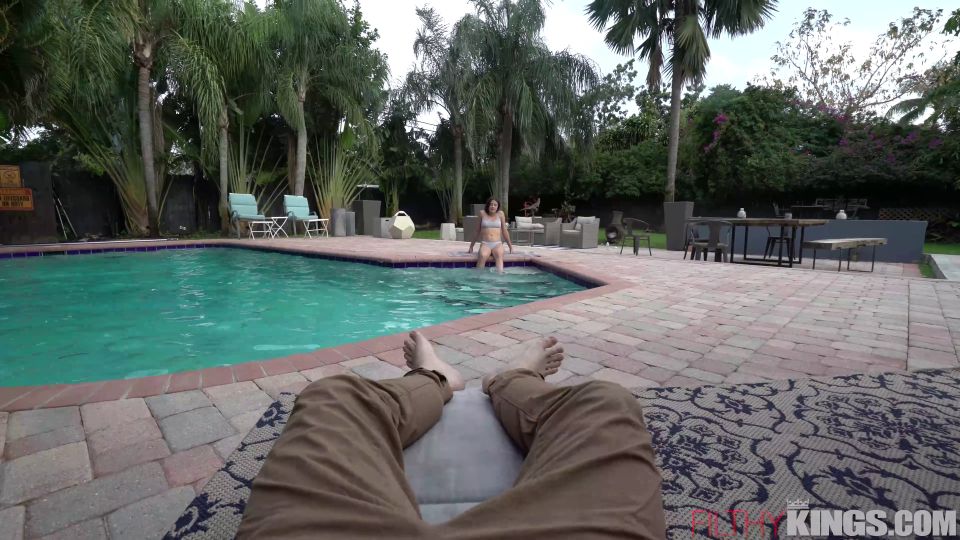 Cute Teen Kylie Rocket Fucks Big Dick Outside By The Pool