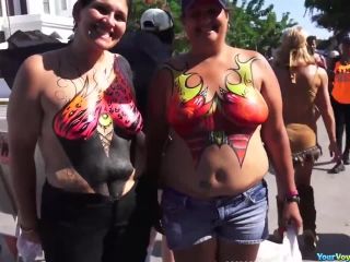 Busty gals showing painted tits-9