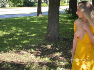 Yelow Dress. Topless Walk. Beautiful Woman Tits In Public. 1080p-2