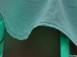 Short green skirt  upskirt-6