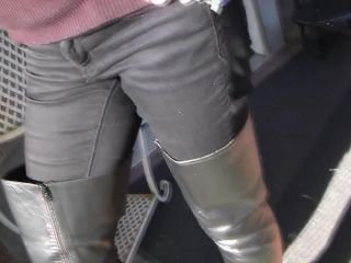 Eden Alexander does some foot crushing with pointy metal tipped thigh high boots foot -4