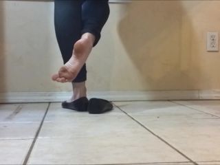 Dipping And Dangling Black Flats Foot!-4