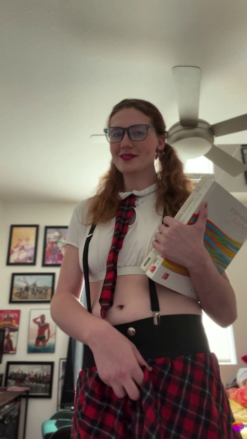 Tall Redhead Shemale Schoolgirl Solo