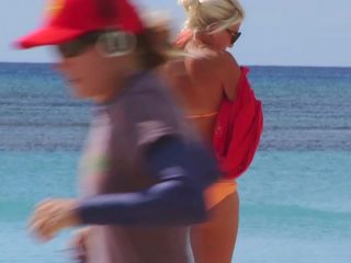 Milf's bikini malfunction on beach-9