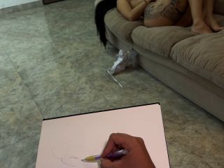 Porn Hub - Artist Can t Hold Back And Jerks Off While Drawing Naked The Big Tits Of Hot Colombian Silvana Lee - Teen-1