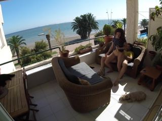 [Amateur] Stealth sex on beach balcony while people walk nearby-7