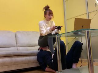 clip 33 Petite Princess FemDom - Gamer Kira In Leggings Uses Her Chair Slave While Playing - amateur - femdom porn fetish queen-1