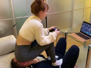 clip 33 Petite Princess FemDom - Gamer Kira In Leggings Uses Her Chair Slave While Playing - amateur - femdom porn fetish queen-2