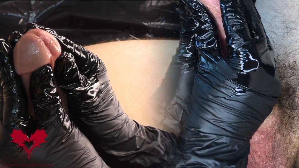 The Mistress In Latex Gloves Massages The Sperm Out Of The Cock