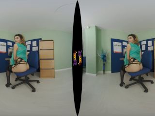 Busty Nude Girl In Virtual Reality 3D Office Striptease-3