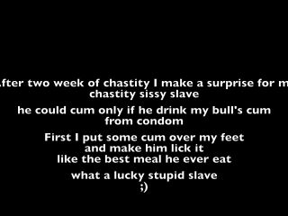 My Chastity Sissy Boyfriend Drink Bull'S Cum From Condom And Feet-0