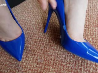 Patent Blue Court Heels Shoejob – Shiny Shoejobs!!!-9