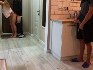 [Amateur] Delivery Man Cum on Tits while my Husband Watching - LuvGaru-4